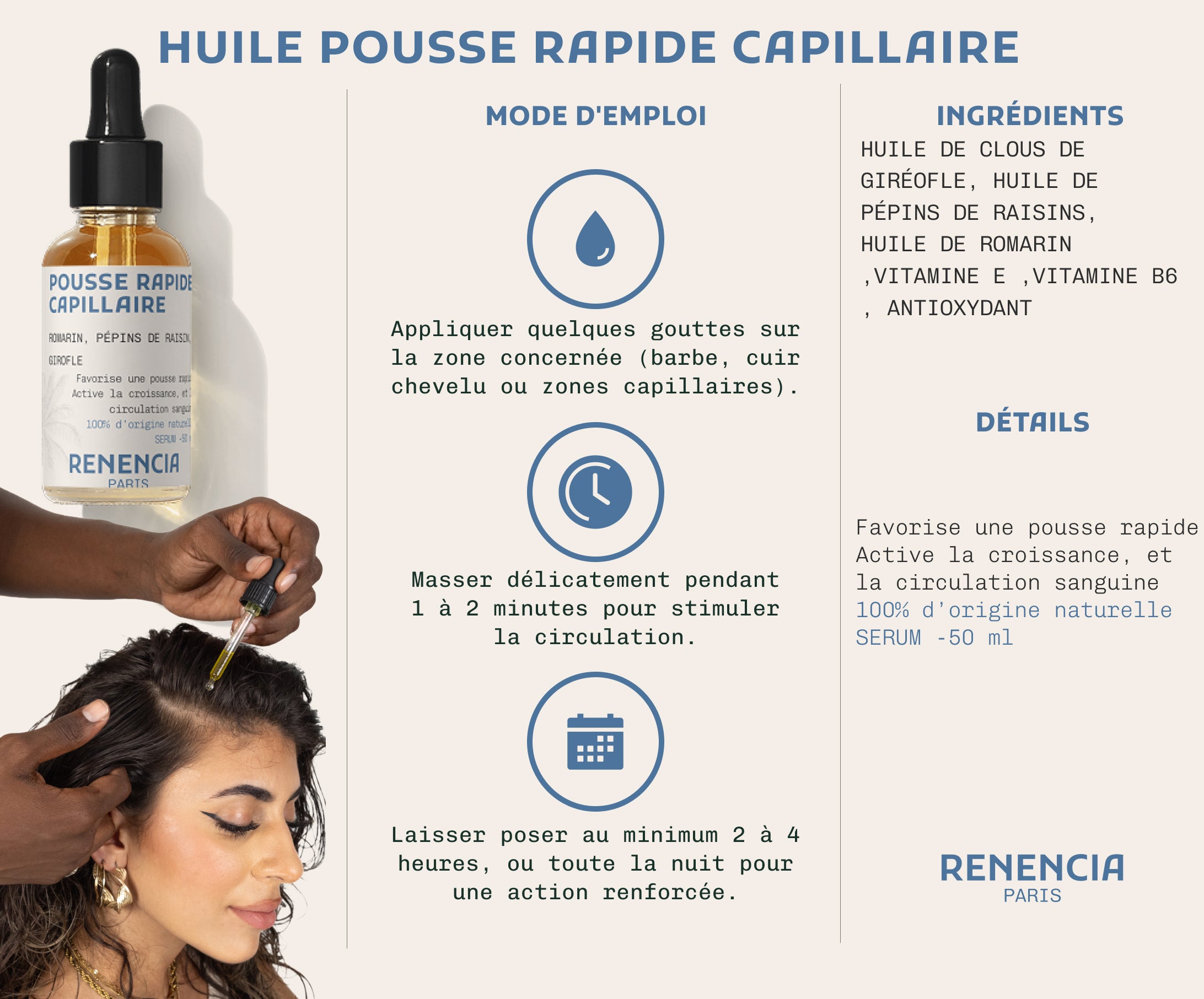 Huile cheveux croissance - 50ml