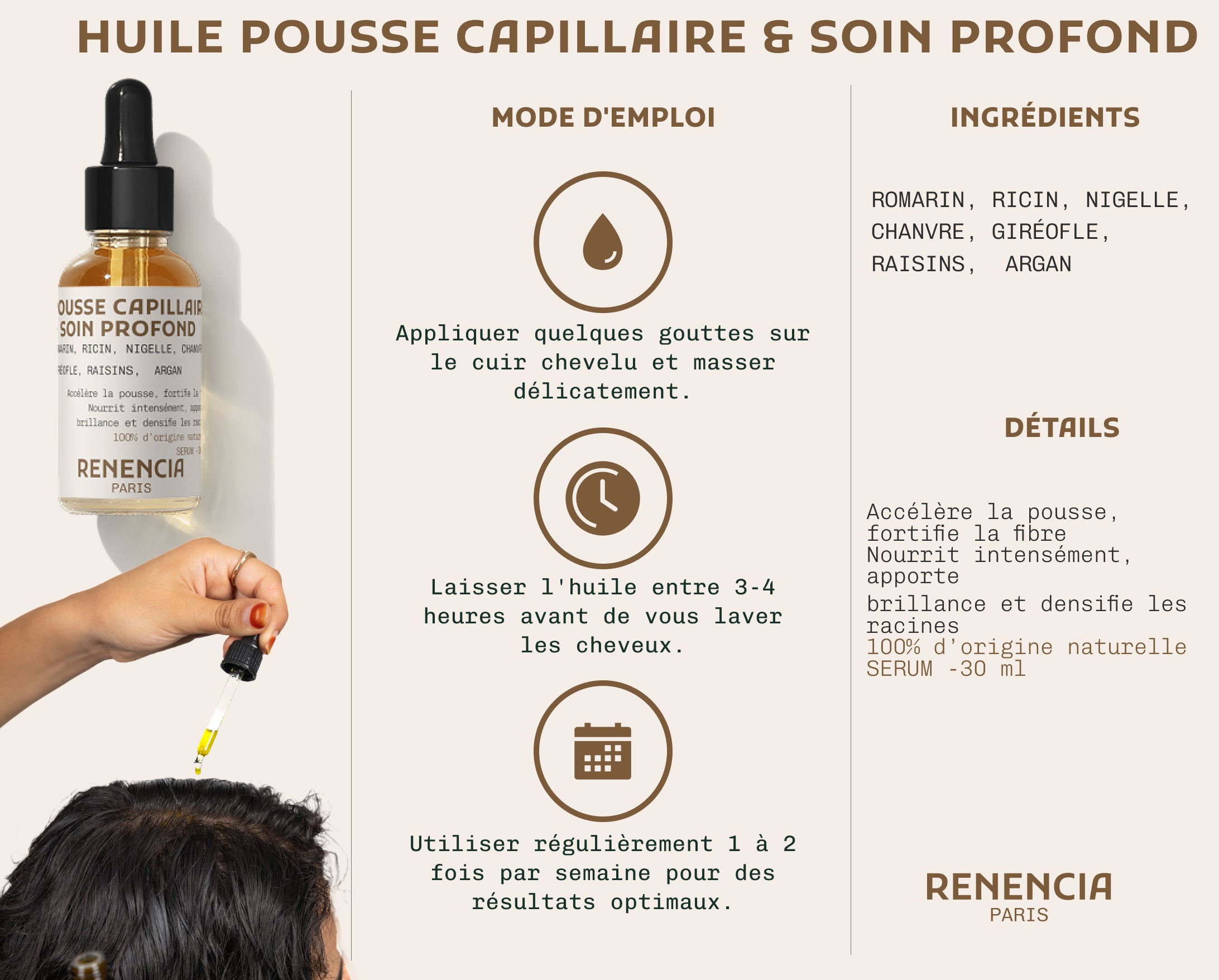 Huile cheveux vivifiante - 30 ml