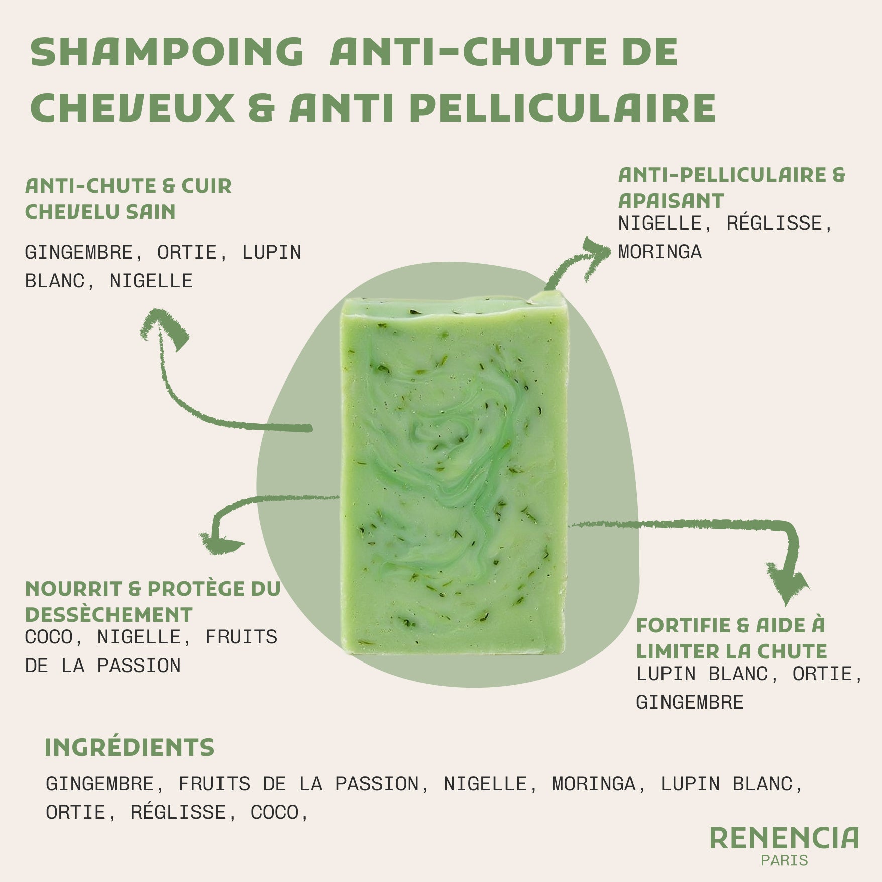 Shampoing Solide Anti-Chute Cheveux